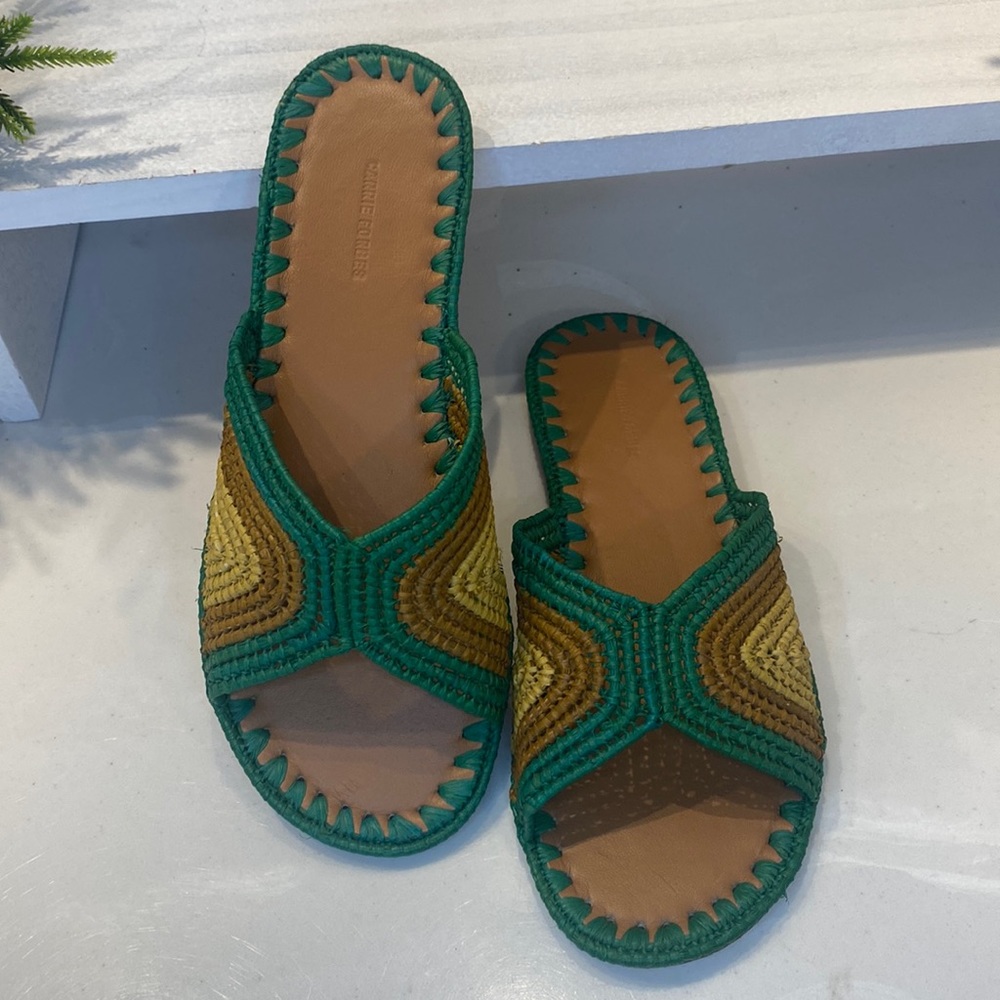 Elegant Green and Brown Slip-On Loafers